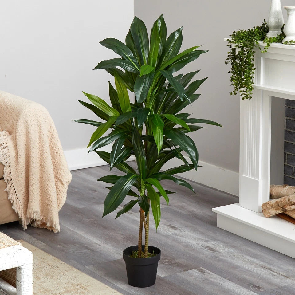 4’ Dracaena Artifical Plant w/75 Lvs Home Decor (Real Touch). Retail